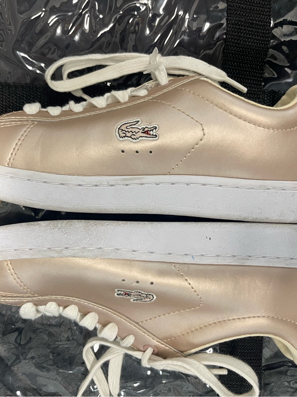 Lacoste Metallic Rose Gold Low-Top Sneakers with White Soles